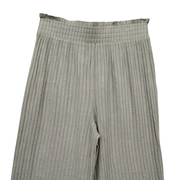 SO Ribbed Wide Pants Size Small Light Green Elastic Pullon Waistband Pockets - Picture 7 of 7